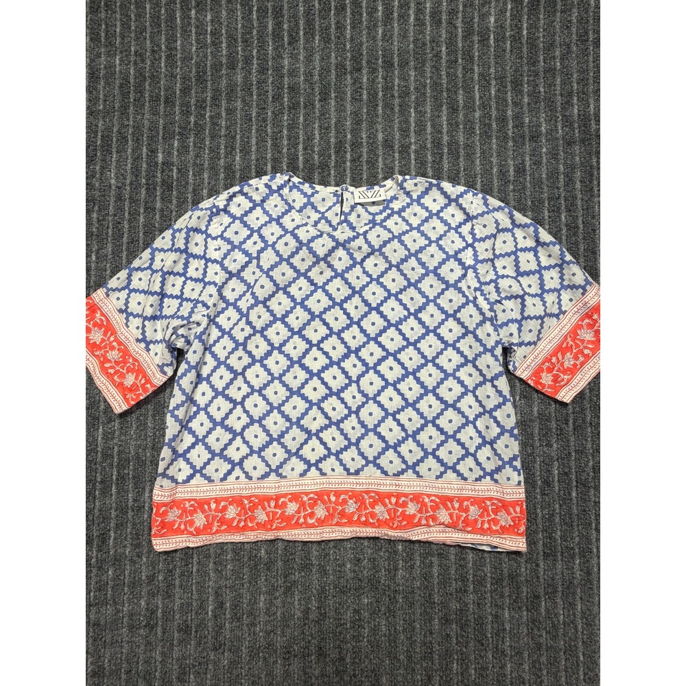 SZ Blockprints Top Large 100% Cotton Summer Coastal Preppy Travel